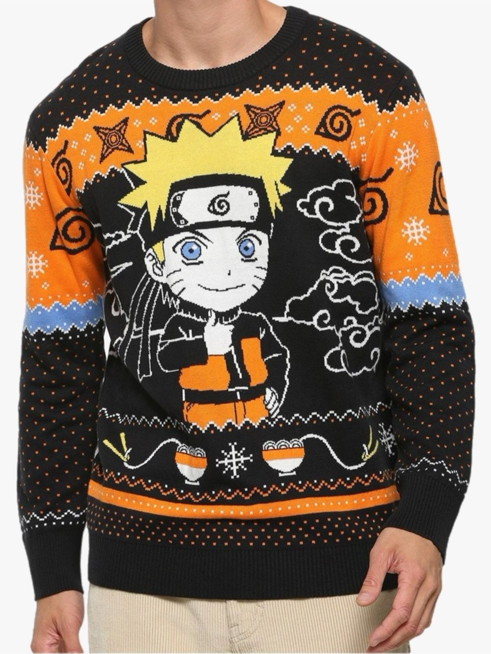 BoxLunch Exclusive Naruto Shippuden Ugly Holiday Sweater Men’s Size XL